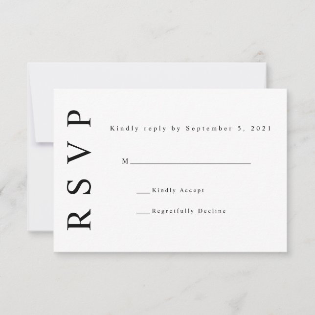 Tarjeta de respuesta de boda minimalista con monog (Anverso)