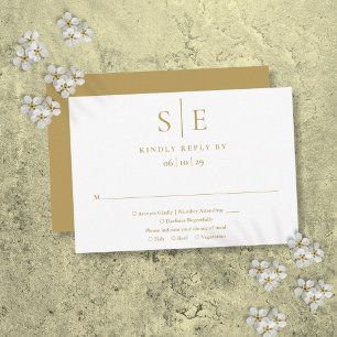 Tarjeta de respuesta de boda minimalista con monog