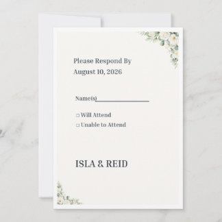 Tarjeta de Respuesta de Boda Minimalista con Veget