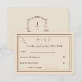Tarjeta de respuesta de boda minimalista de marfil