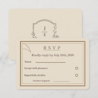 Tarjeta de respuesta de boda minimalista de marfil