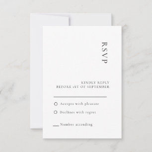 Tarjeta de respuesta de boda minimalista en blanco