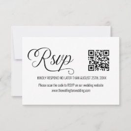 Tarjeta de respuesta de boda minimalista en blanco