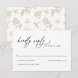 Tarjeta de respuesta de boda minimalista en negro