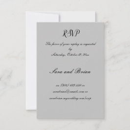 Tarjeta de respuesta de boda minimalista en negro