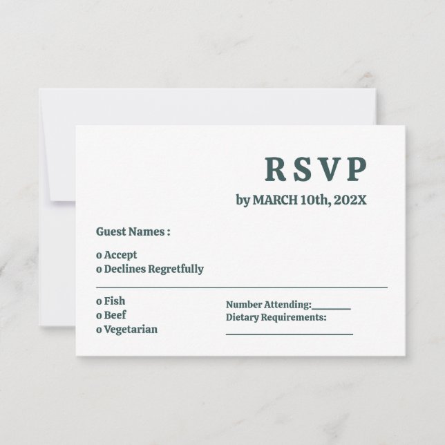 Tarjeta de respuesta de boda minimalista gris piza (Anverso)