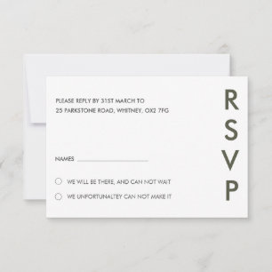 Tarjeta de respuesta de boda minimalista moderna d
