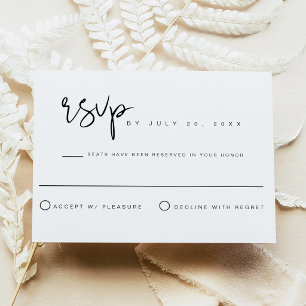 Tarjeta de respuesta de boda minimalista moderna e