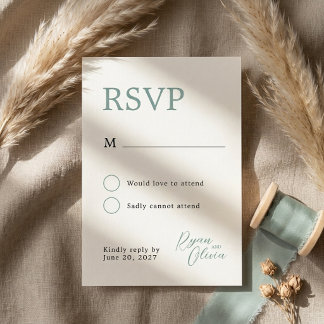 Tarjeta de respuesta de boda minimalista moderna m