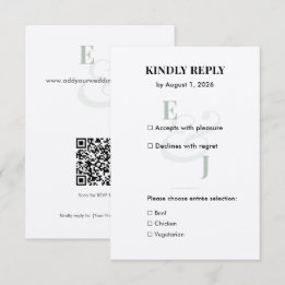 Tarjeta de Respuesta de Boda Minimalista Sage Pequ