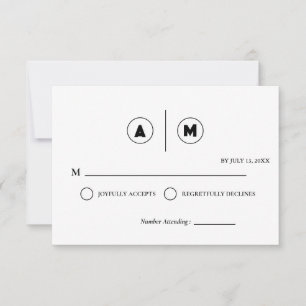 Tarjeta de respuesta de boda minimalista   Simple 