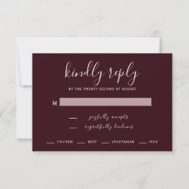 Tarjeta de Respuesta de Boda Modern Plum