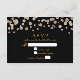 Tarjeta de respuesta de boda moderna con purpurina