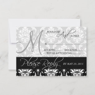 Tarjeta de respuesta de boda Monograma de nombres