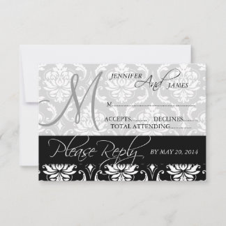 Tarjeta de respuesta de boda Monograma de nombres
