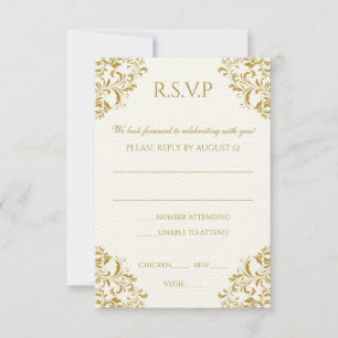 Tarjeta de respuesta de boda - Nadine (Dorado) sob