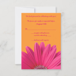 Tarjeta de respuesta de boda naranja con margarita