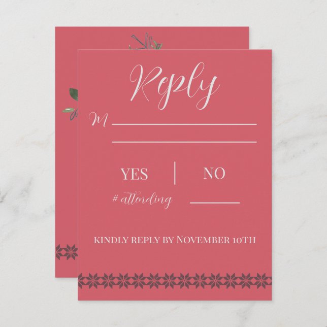 Tarjeta de respuesta de boda navideña en el Lodge (Anverso / Reverso)