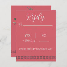 Tarjeta de respuesta de boda navideña en el Lodge