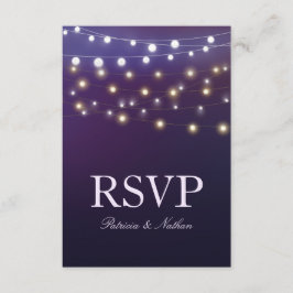 Tarjeta de respuesta de boda nocturna con luces de