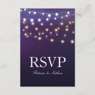 Tarjeta de respuesta de boda nocturna con luces de