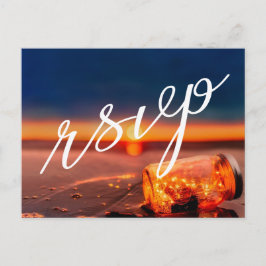 Tarjeta de respuesta de boda nocturna en frasco de