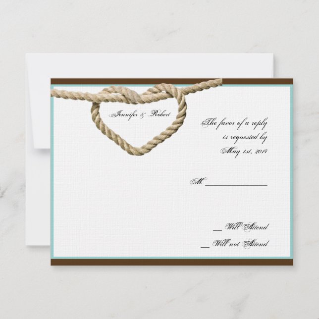 Tarjeta de respuesta de Boda occidental Heart Love (Anverso)