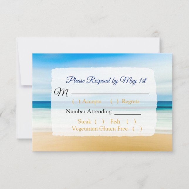 Tarjeta de respuesta de boda Océano Azul Profundo (Anverso)