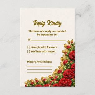 Tarjeta de respuesta de boda Ohio Red Carnation