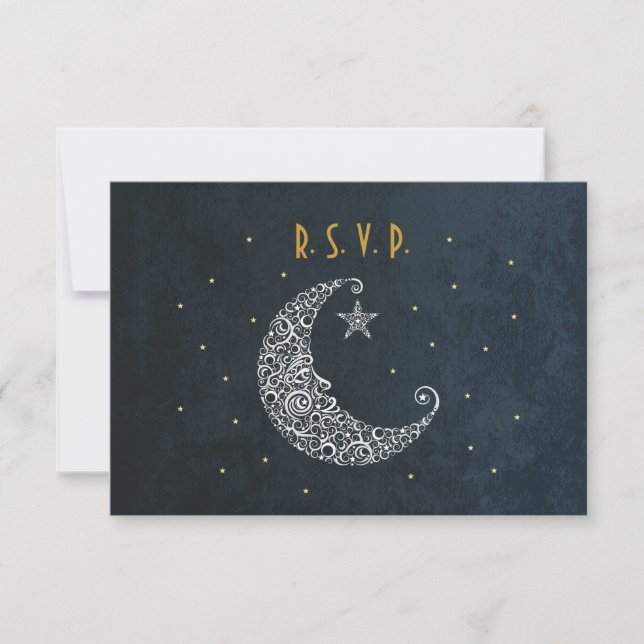 Tarjeta de respuesta de boda Over the Moon II (Anverso)