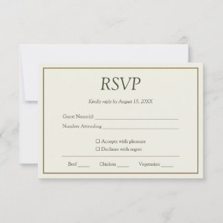 Tarjeta de respuesta de boda Palma de marfil y oro