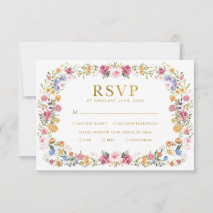Tarjeta de respuesta de boda para jardín floral br