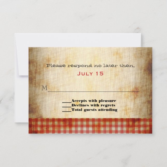 Tarjeta de respuesta de boda personalizada con asp (Anverso)