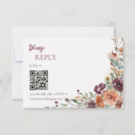 Tarjeta de respuesta de boda Pétalos de ciruela