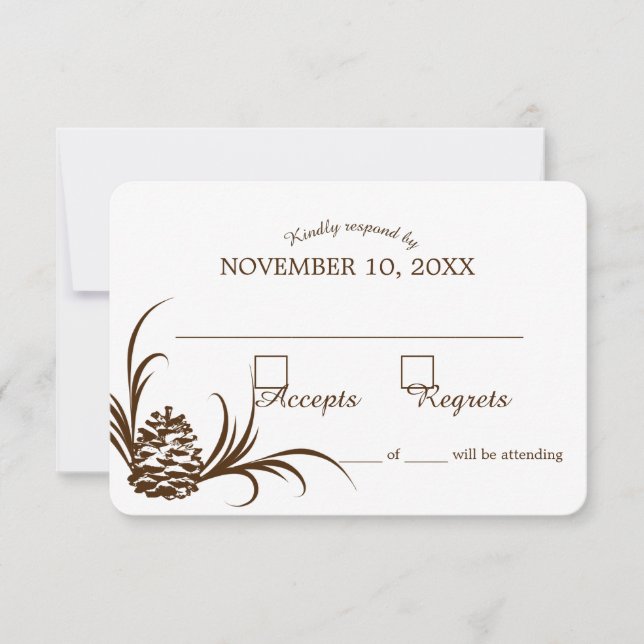 Tarjeta de respuesta de Boda Pine Cone Silhouette (Anverso)