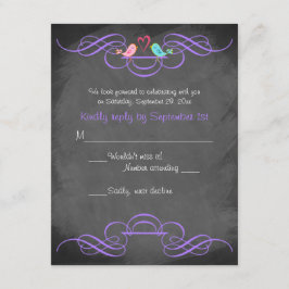 Tarjeta de Respuesta de Boda Pizarrón de Pájaros d
