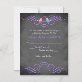 Tarjeta de Respuesta de Boda Pizarrón de Pájaros d