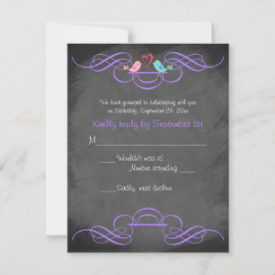 Tarjeta de Respuesta de Boda Pizarrón de Pájaros d