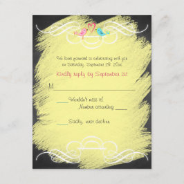 Tarjeta de Respuesta de Boda Pizarrón de Pájaros d