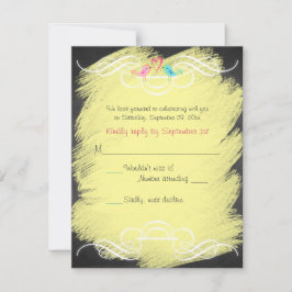 Tarjeta de Respuesta de Boda Pizarrón de Pájaros d