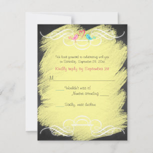 Tarjeta de Respuesta de Boda Pizarrón de Pájaros d