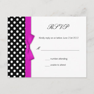 Tarjeta de respuesta de Boda Polka Dot Hot Pink Bo