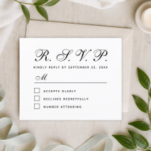 Tarjeta de respuesta de boda Presupuesto RSVP negr