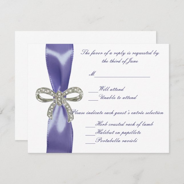 Tarjeta de respuesta de Boda Purple Blue Diamond B (Anverso / Reverso)