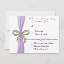 Tarjeta de respuesta de Boda Purple Diamond Bow