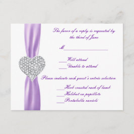 Tarjeta de respuesta de Boda púrpura Diamond Heart
