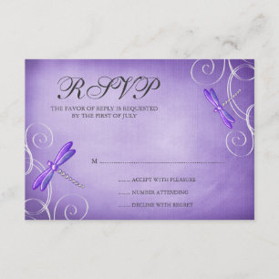 Tarjeta de respuesta de Boda Púrpura Dragonfly Swi
