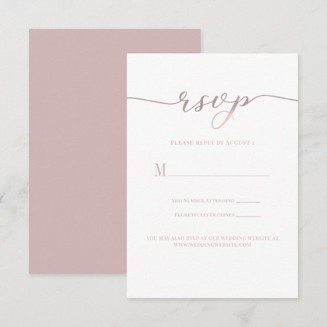 Tarjeta de respuesta de boda R.S.V.P. con guión ro (Anverso / Reverso)