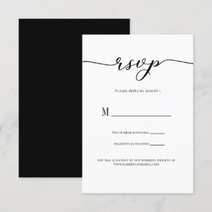 Tarjeta de respuesta de boda R.S.V.P. negra con le