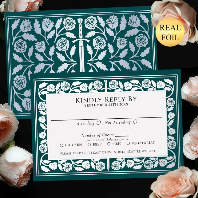 Tarjeta de respuesta de boda real espada medieval  (Subido por el creador)